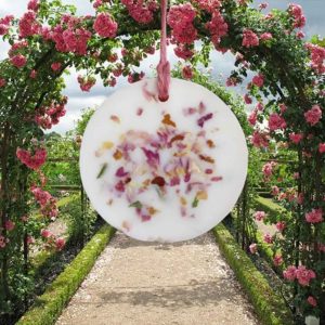 Cire parfumée artisanale à la rose Roseraie de Lyon, 10g, à base de cire de soja végétale – fabrication française