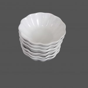 Lot de 6 coupelles blanches en forme de fleur en faïence – vaisselle pour sauces ou condiments