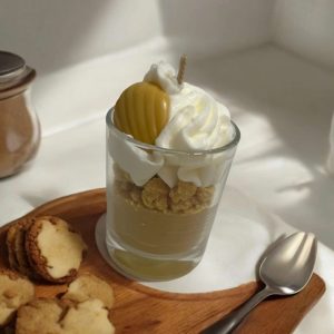 Bougie madeleine gourmande parfumée – vanille, praline et coco – cire naturelle