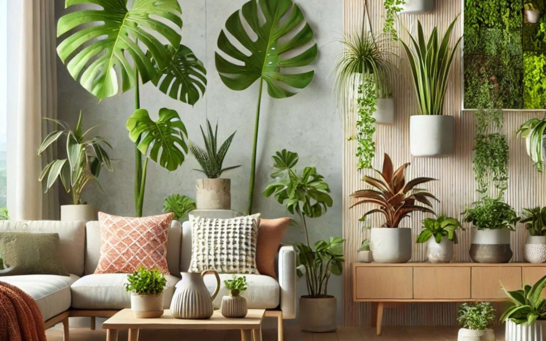 Plantes d’intérieur 2025 : des plantes vertes ajoutant fraîcheur et naturel à une décoration moderne et épurée.