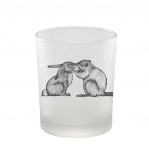 photophore en verre dépoli lapin et castor