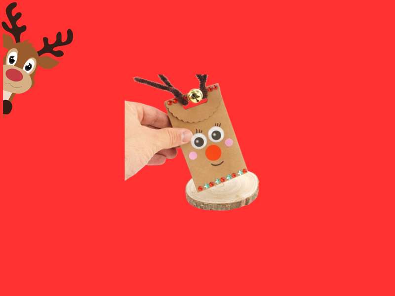 renne diy noël sur rondin bois