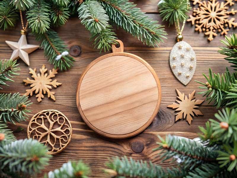 décorations de sapin de Noël en bois, verre et matières naturelles