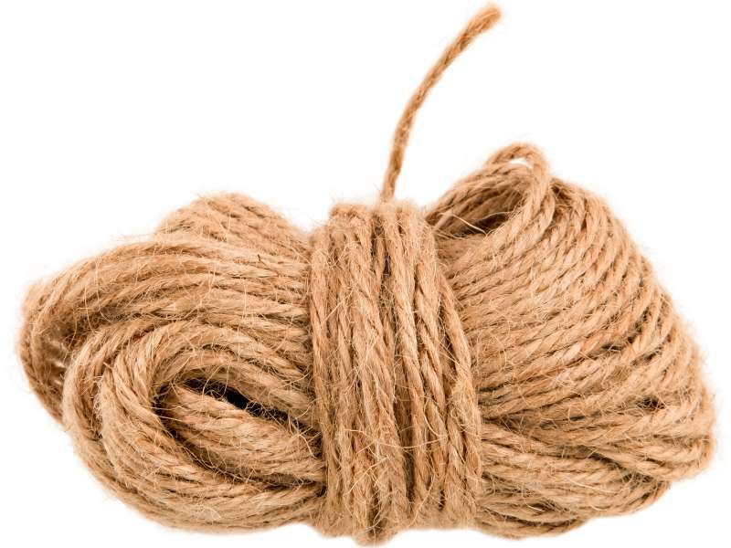 Ruban en jute utilisé pour suspendre une couronne de Noël