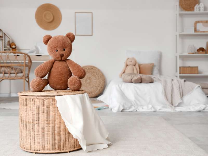 décoration minimaliste chambre enfant panier osier affiche douce