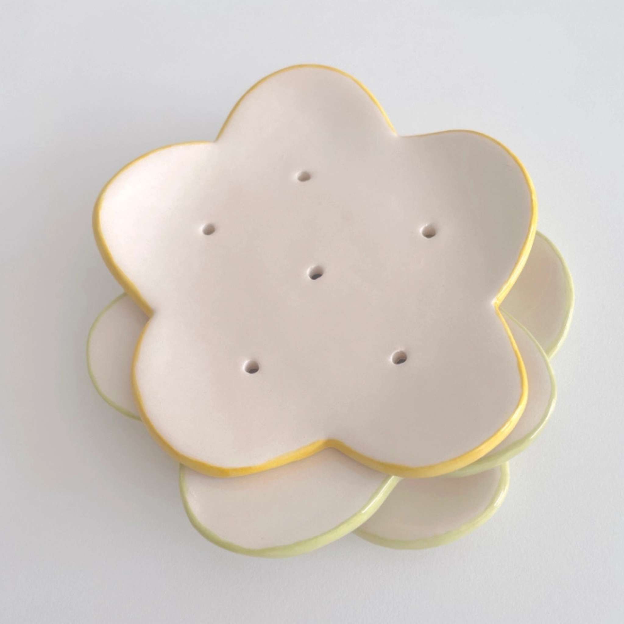 Porte-savon Fleur – Assiette Florale en Céramique Faite à la Main (Bleu) – Image 2