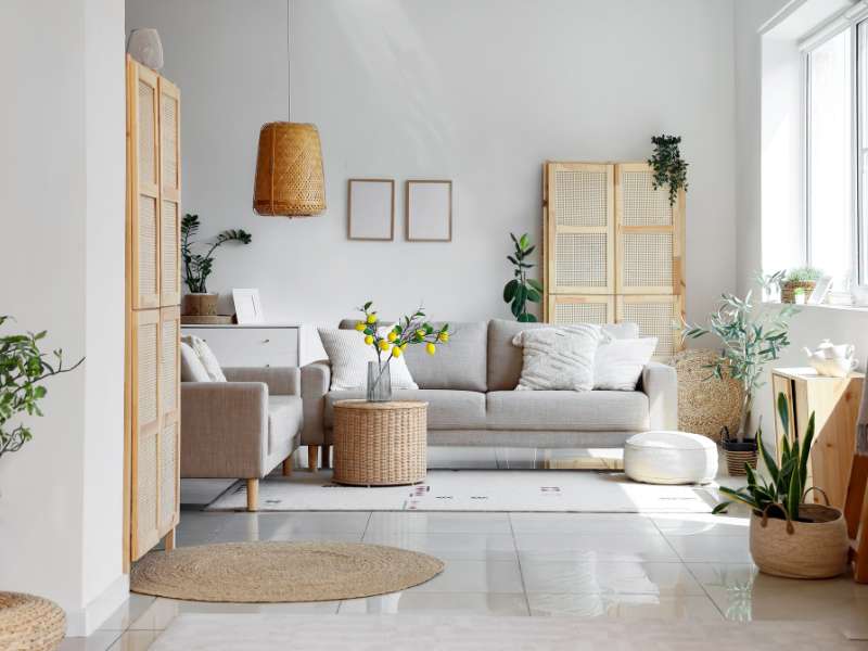 salon aux couleurs naturelles beige et lin ambiance apaisante